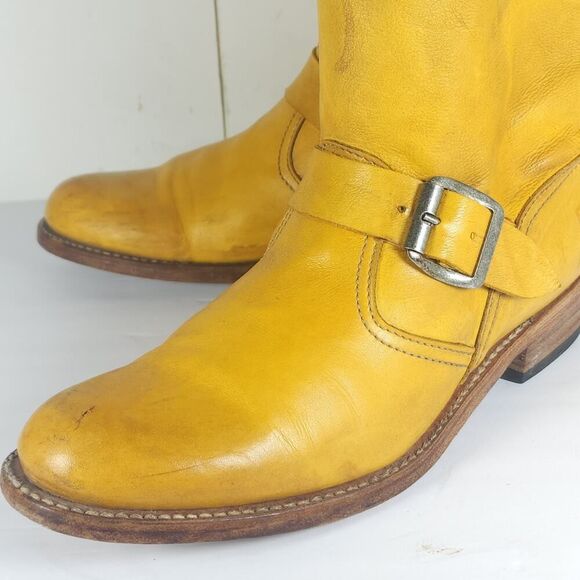 Frye Women's VTG Veronica Slouch US 8M Banana Yellow Leather Riding Boot Spain - Picture 11 of 16